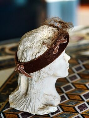 Vintage 1950s Brown Velvet Fascinator | Union Made USA